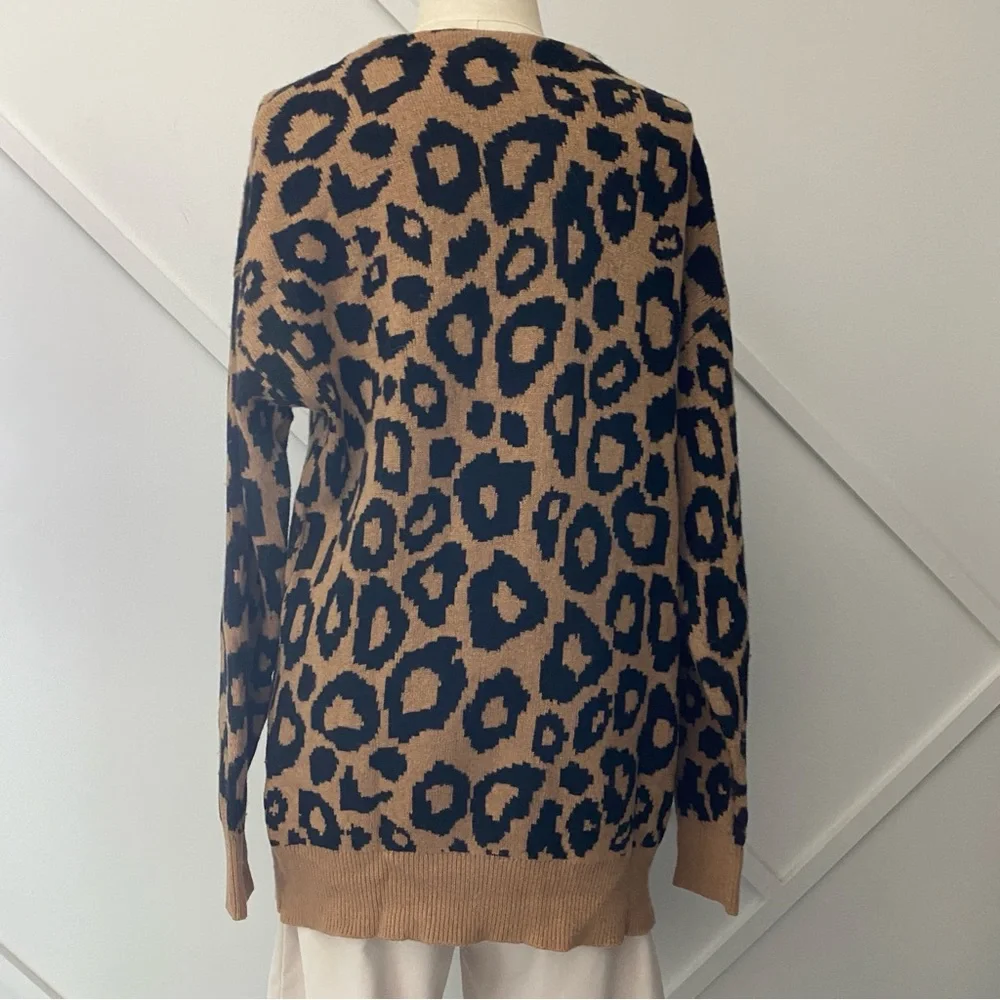 Aritzia Sunday Best Sylvia Alpaca Wool Blend Leopard Print Oversized Cardigan -S - Picture 4 of 15